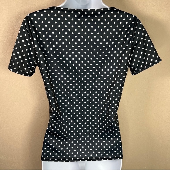 Small Blue White Polka Dot Stretch Short Sleeve Top Spirit - Picture 5 of 8